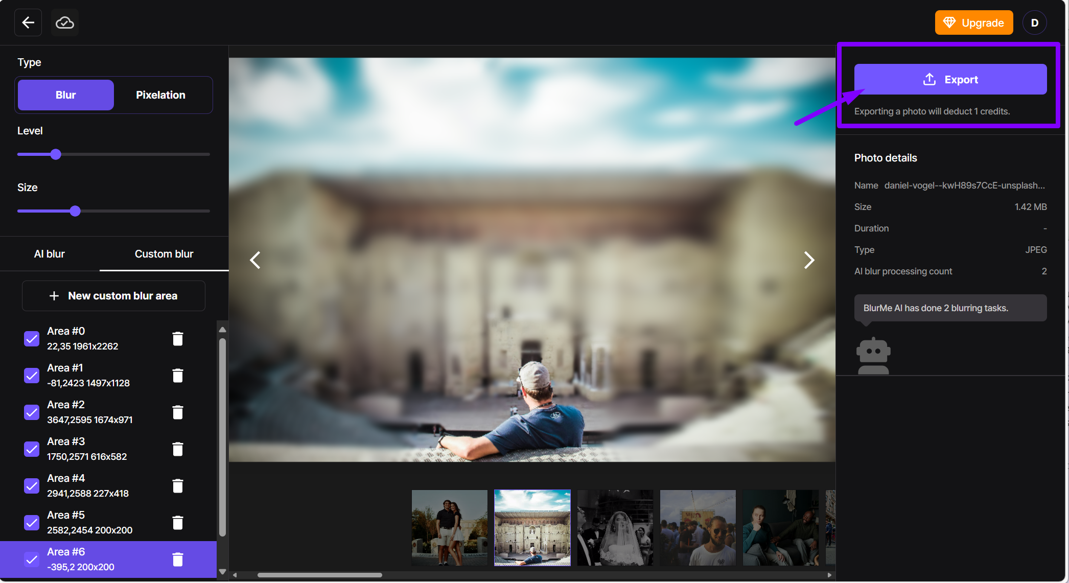 Image demonstrating how to download the blurred image or video with the background blur effect