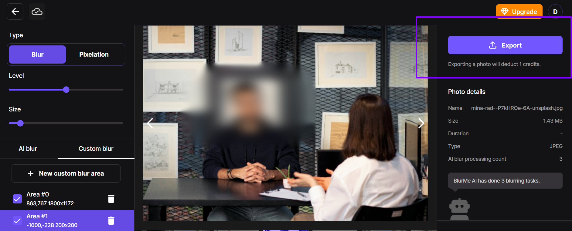 Downloading an image with a box blur applied using BlurMe’s online blur filter editor