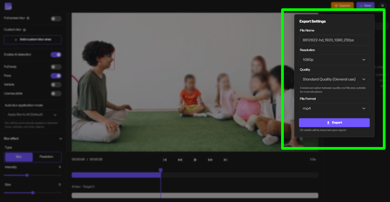 Blurred students in video.