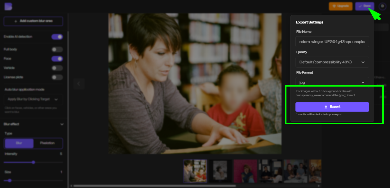 Downloading images using BlurMe tool.