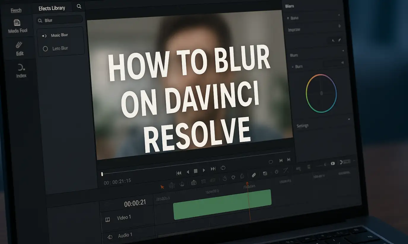 Tutorial showing how to blur faces, blur text, and blur part of a video in DaVinci Resolve Studio