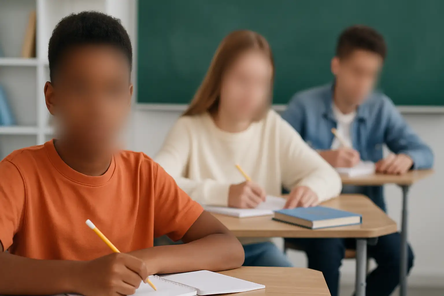 Student faces blurred out using the best face blur tool BlurMe.