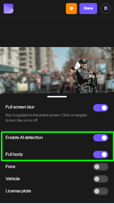 Le flou IA détecte les visages et vous permet de sélectionner les zones visibles dans l'arrière-plan de votre photo iPhone.