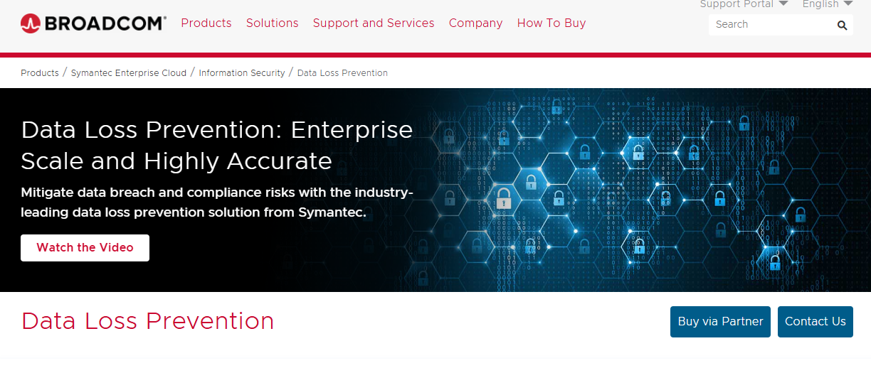 Page d'accueil de Symantec Data Security.