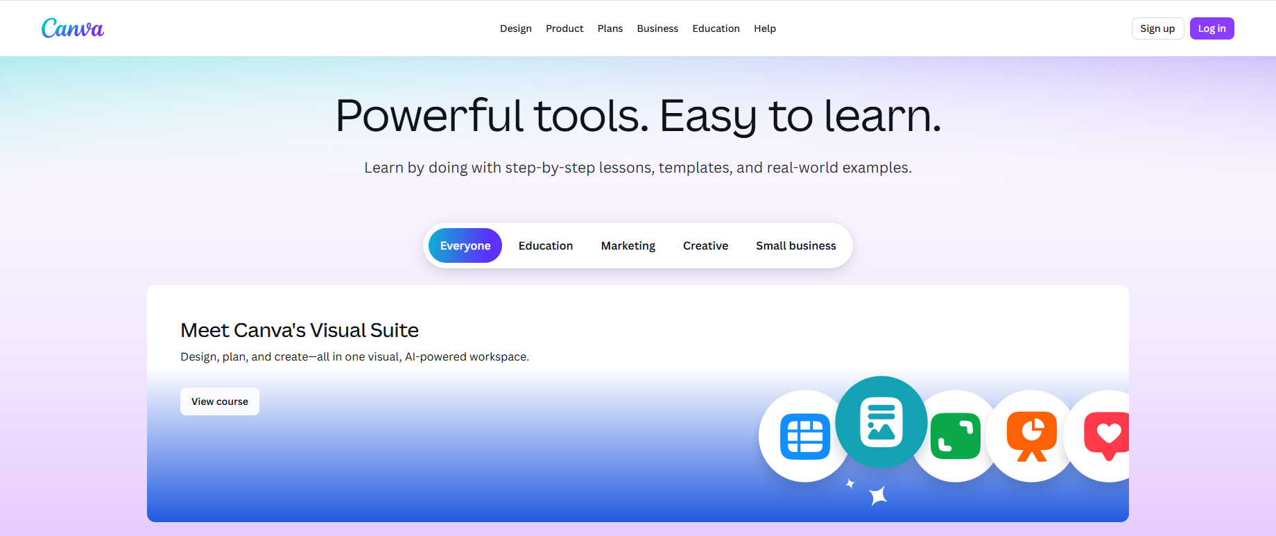Canva homepage.