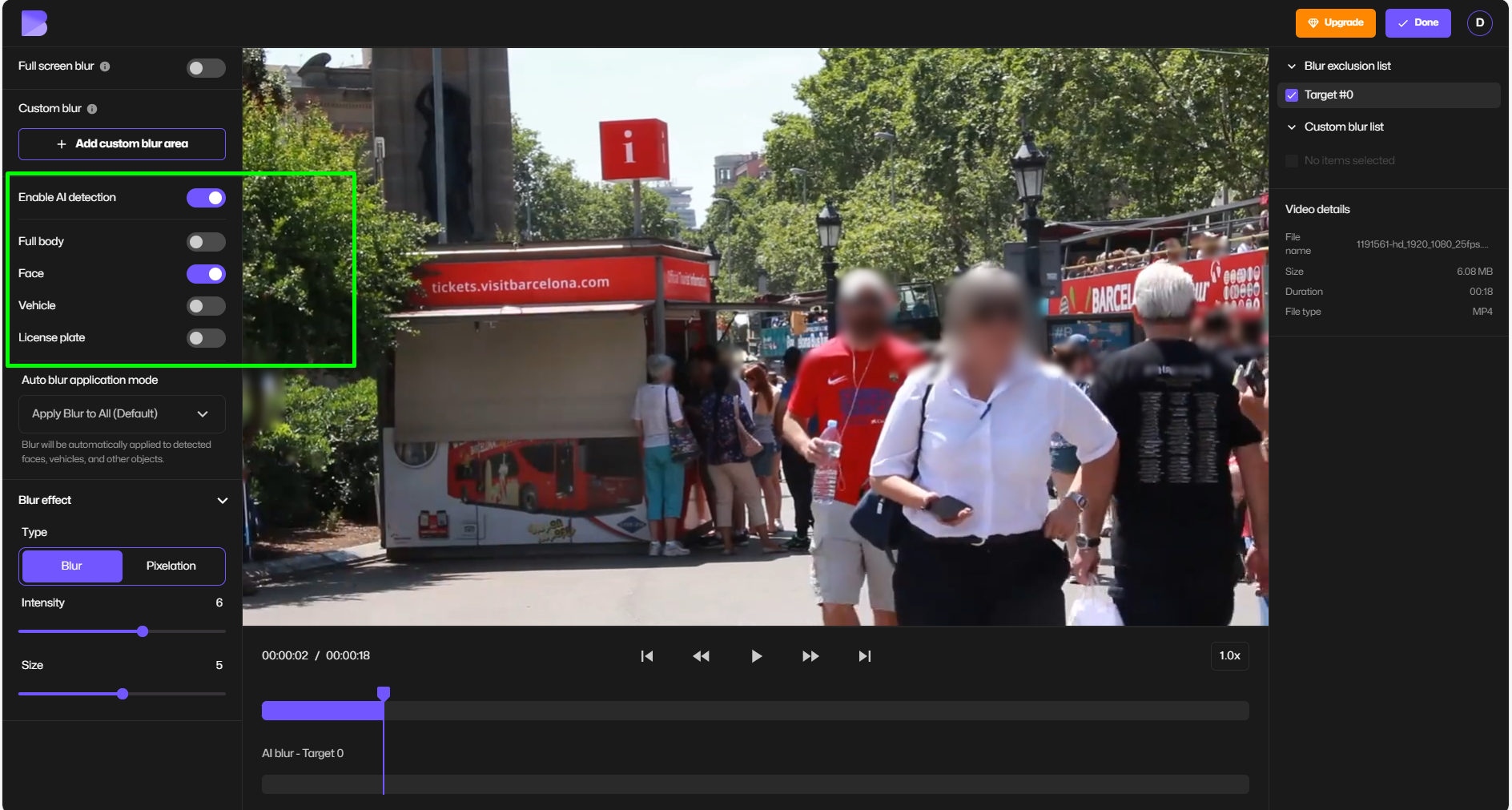 Blurring video with AI video blur.
