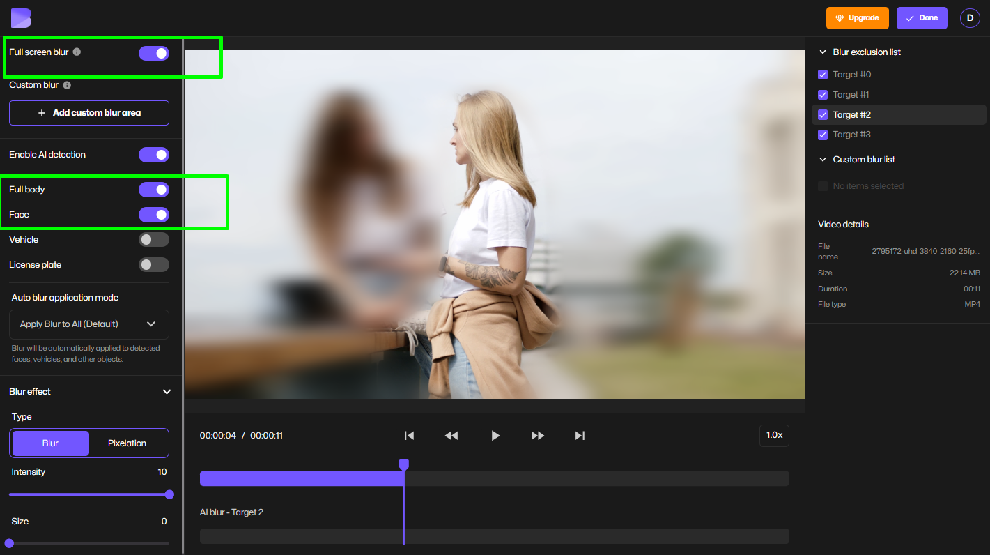 Blurred video background.