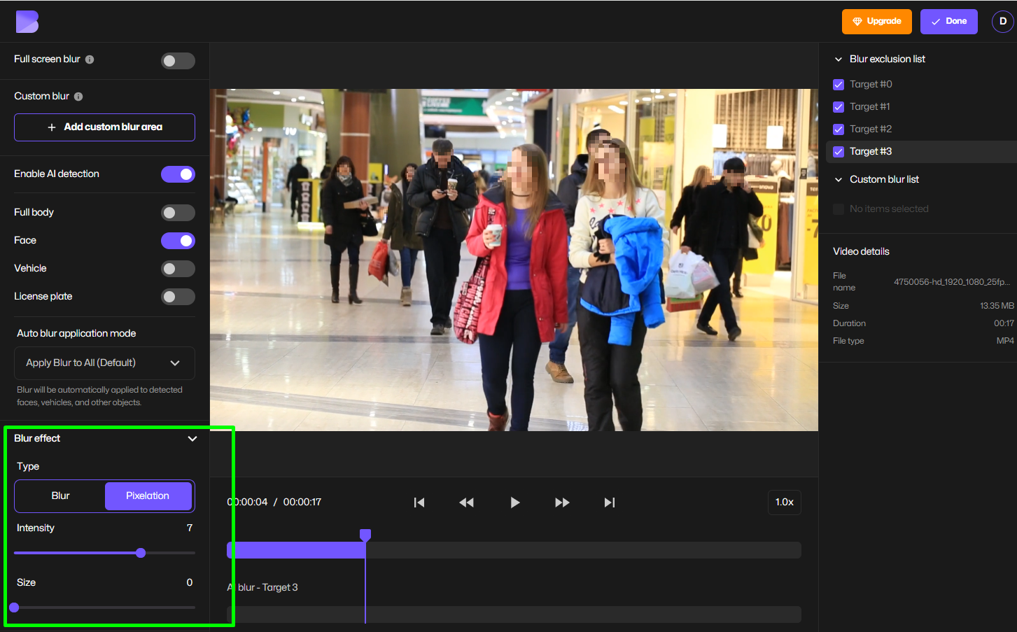 Blurring faces in video surveillance.
