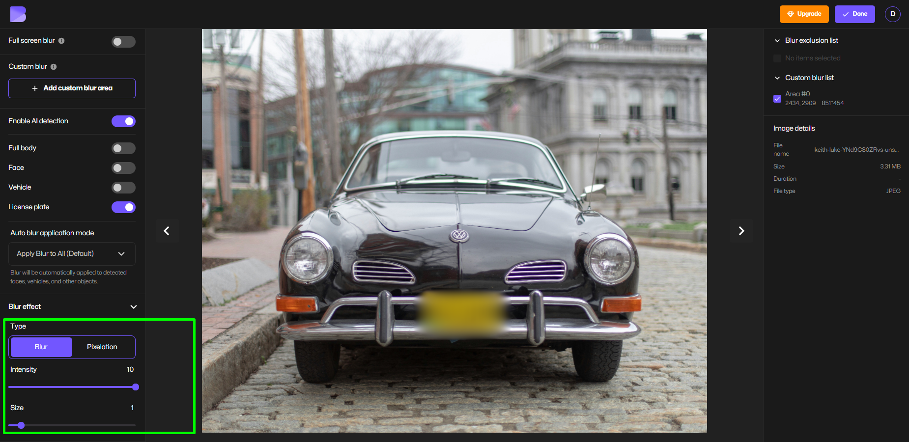 cleaning up picture by blurring.