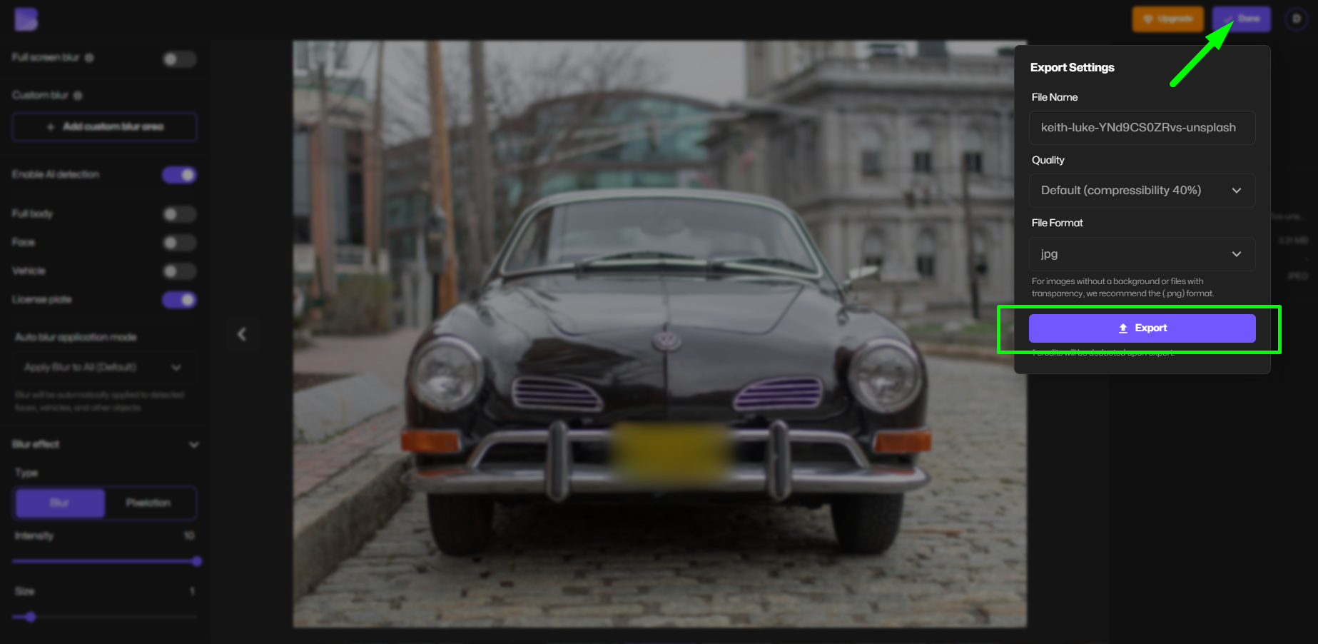 exporting cleaned up picture.