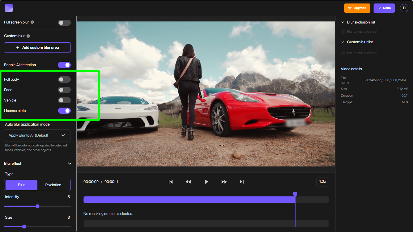 license plates blurred automatically using BlurMe AI.