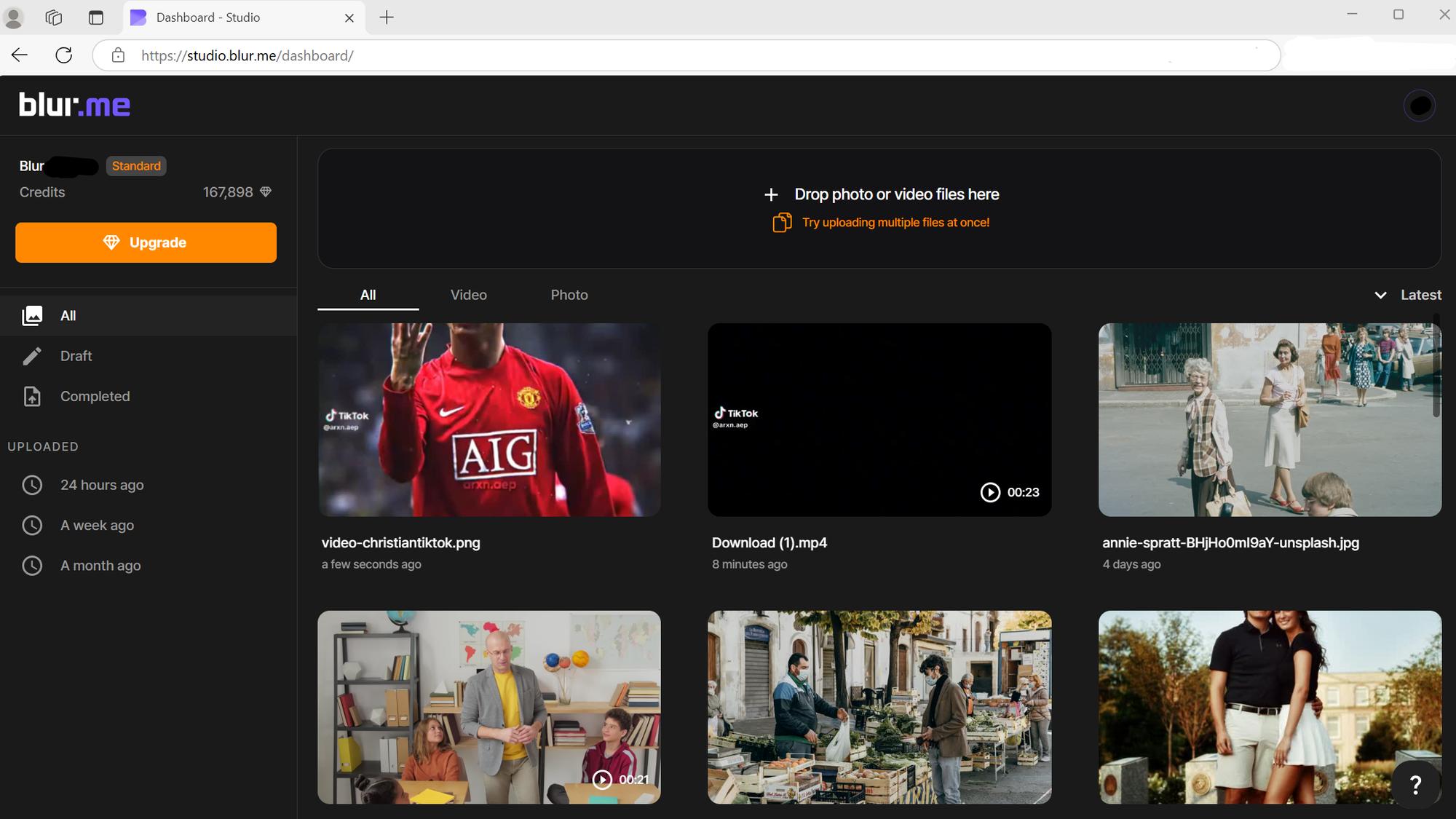 BlurMe blur homepage.