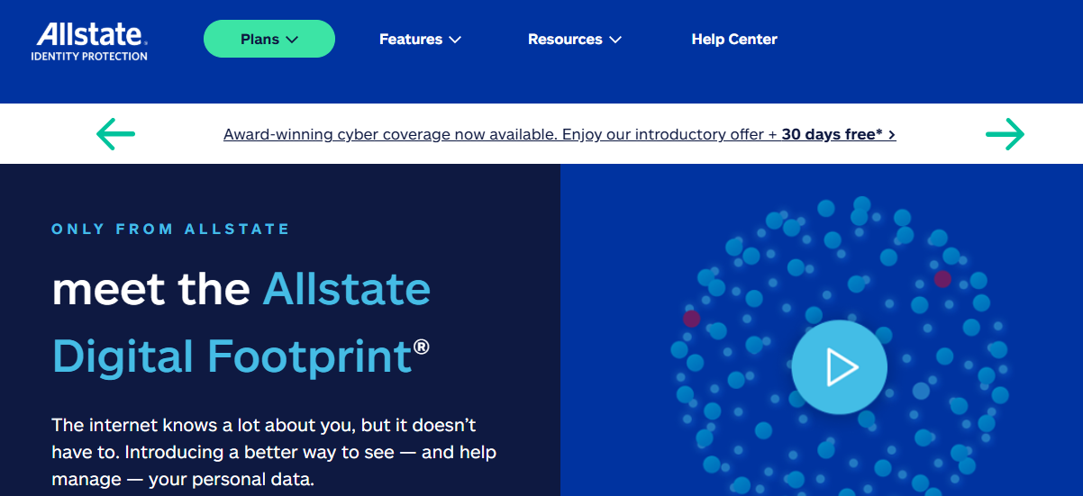 Allstate identity protection service homepage.