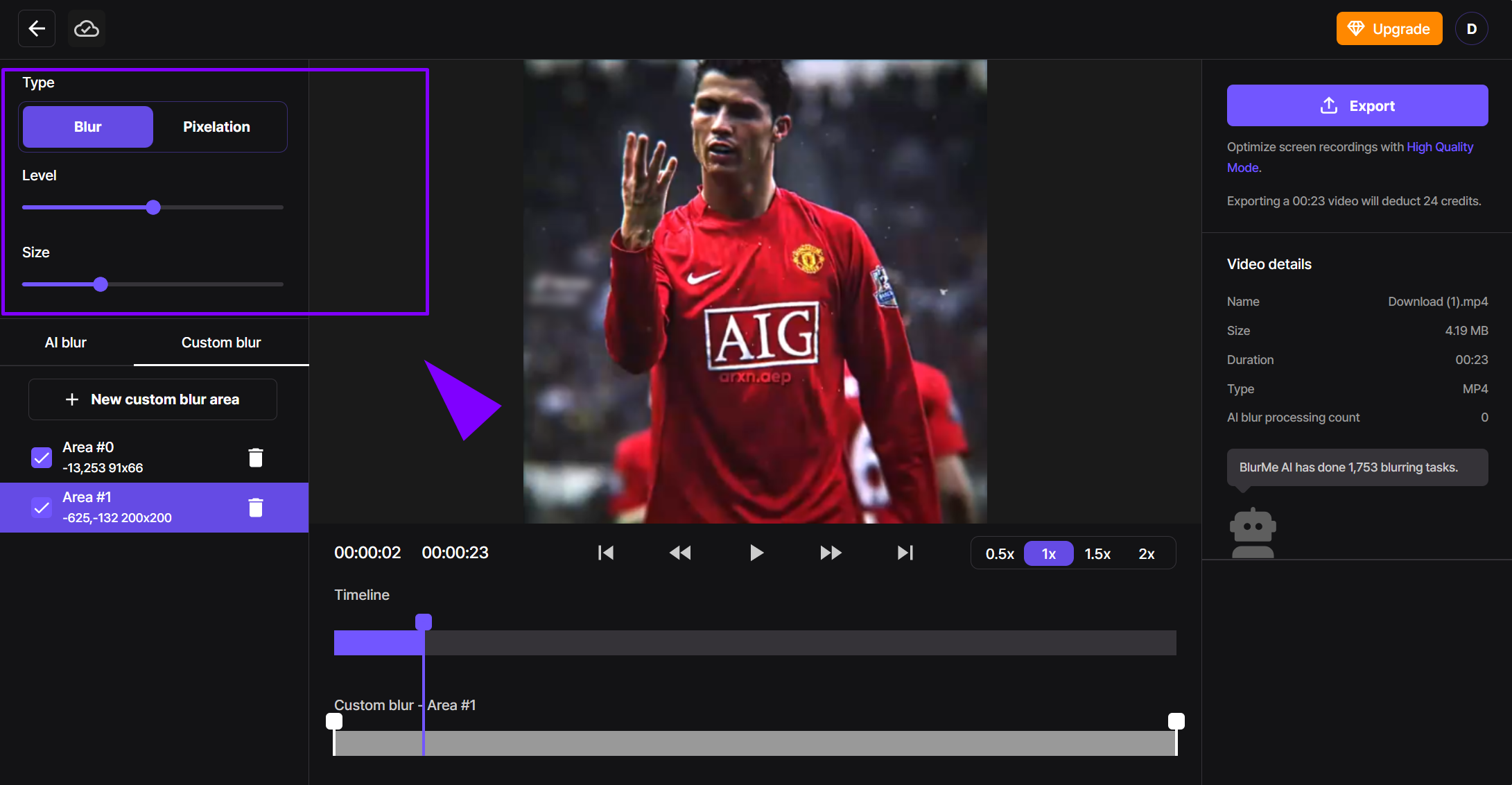 TikTok video with watermark being blurred.