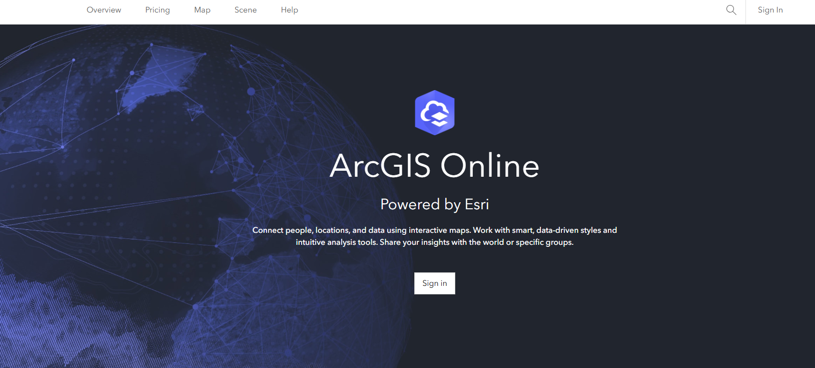 ArcGis homepage.