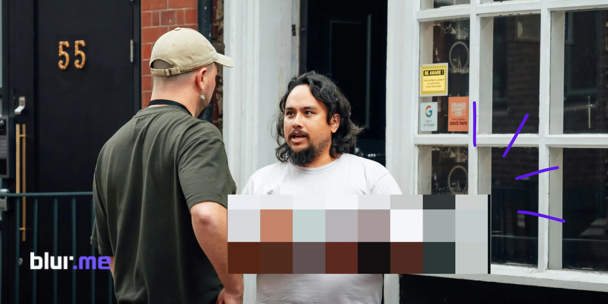 Part of an image being pixelated by BlurMe.