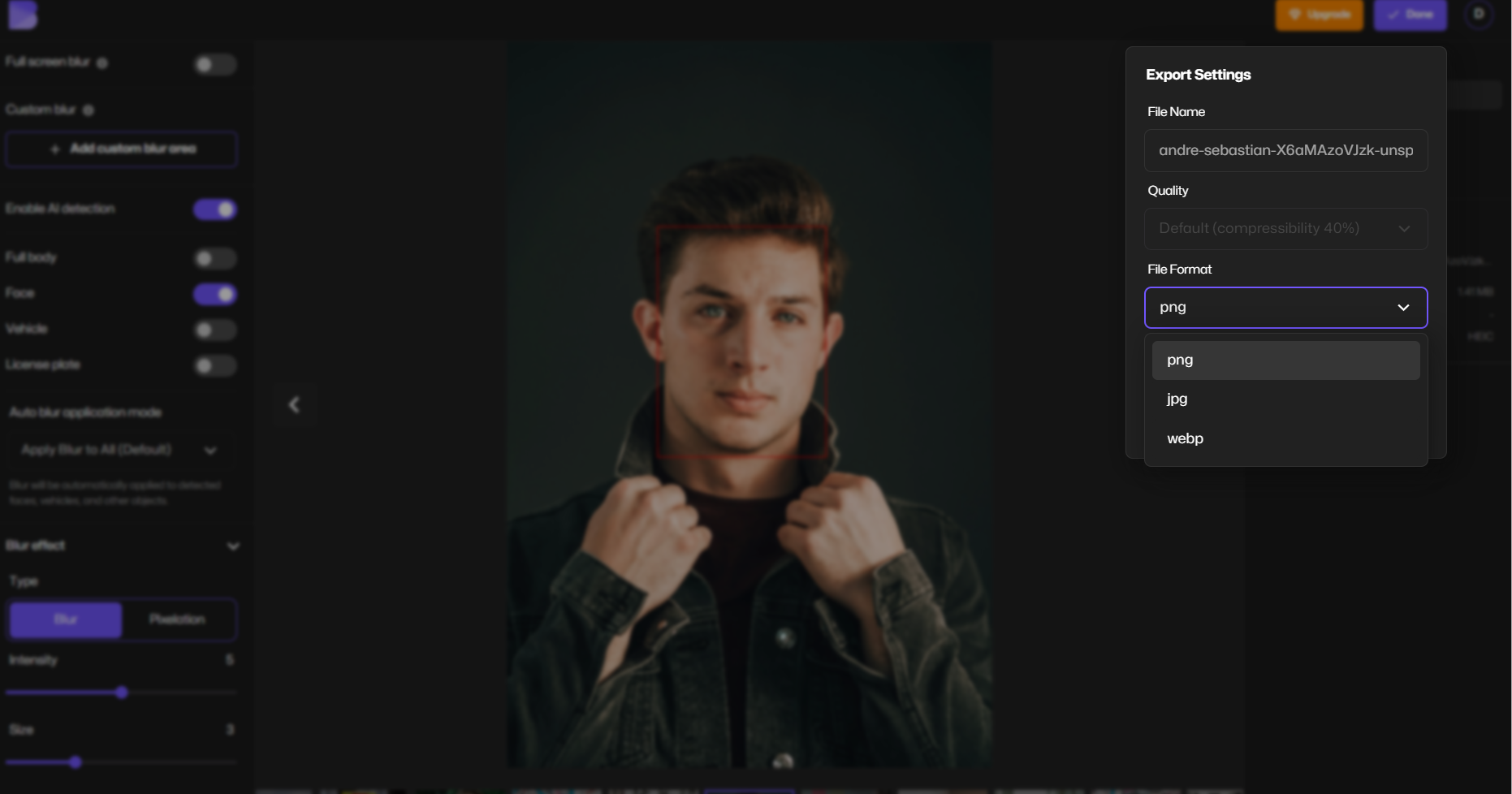 Schermata del convertitore HEIC in PNG