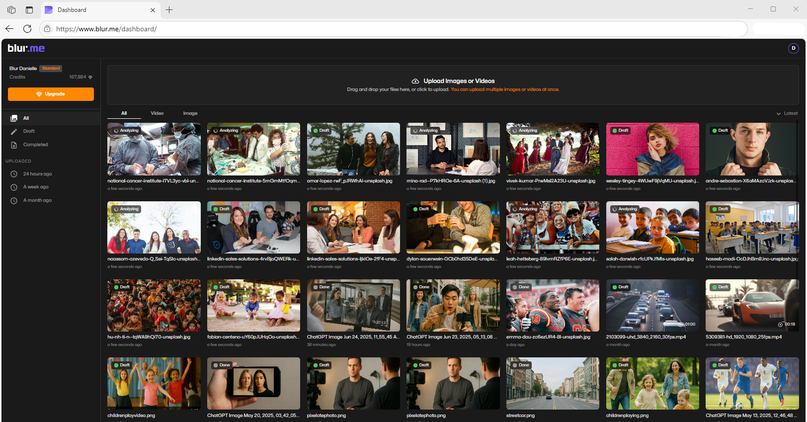Blur image upload screen