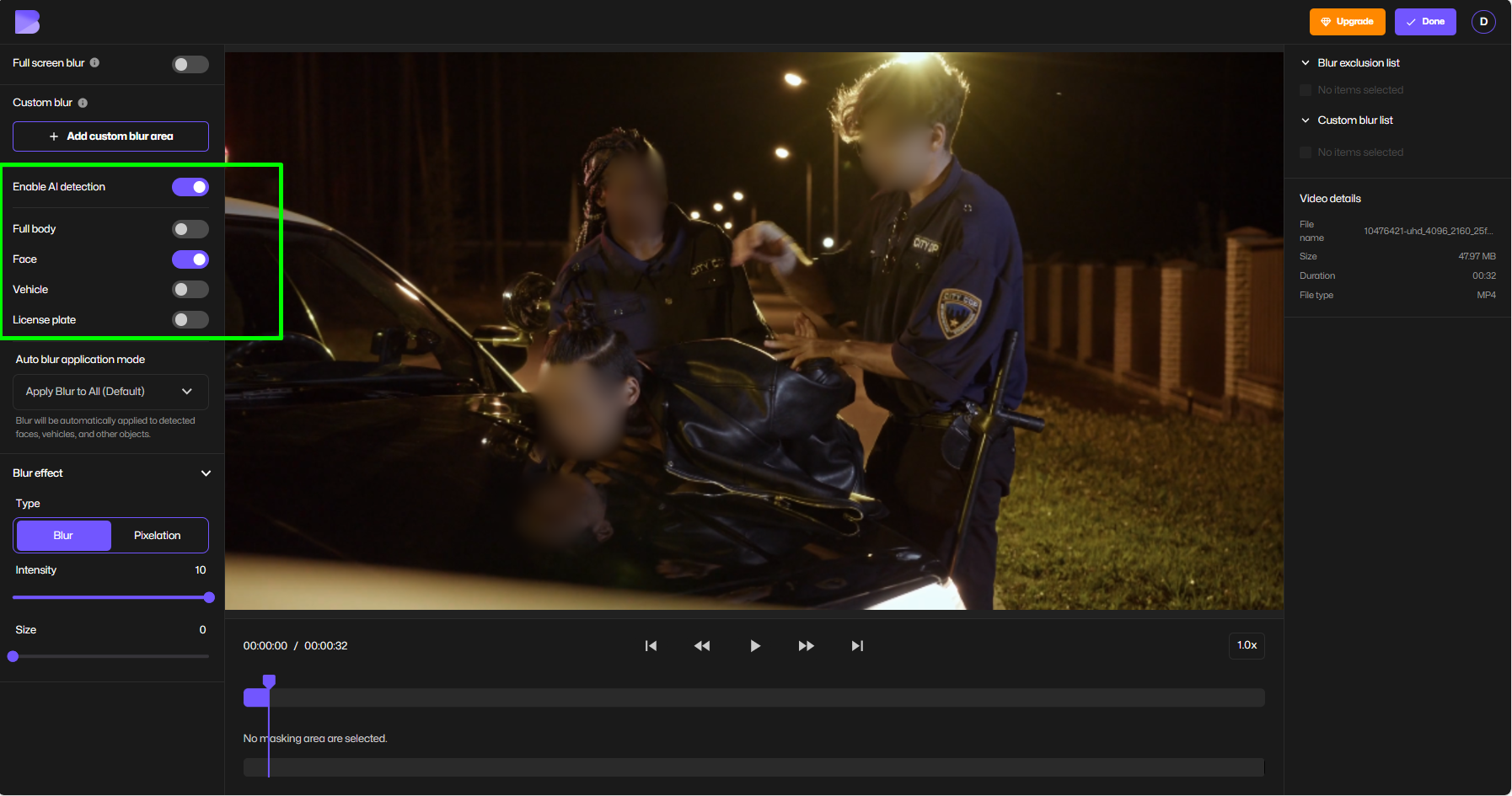 Enabling ai video redaction.