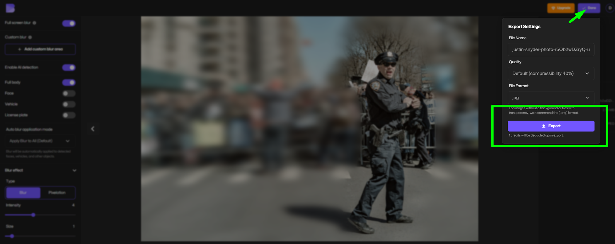 BlurMe online background blur toolpage.