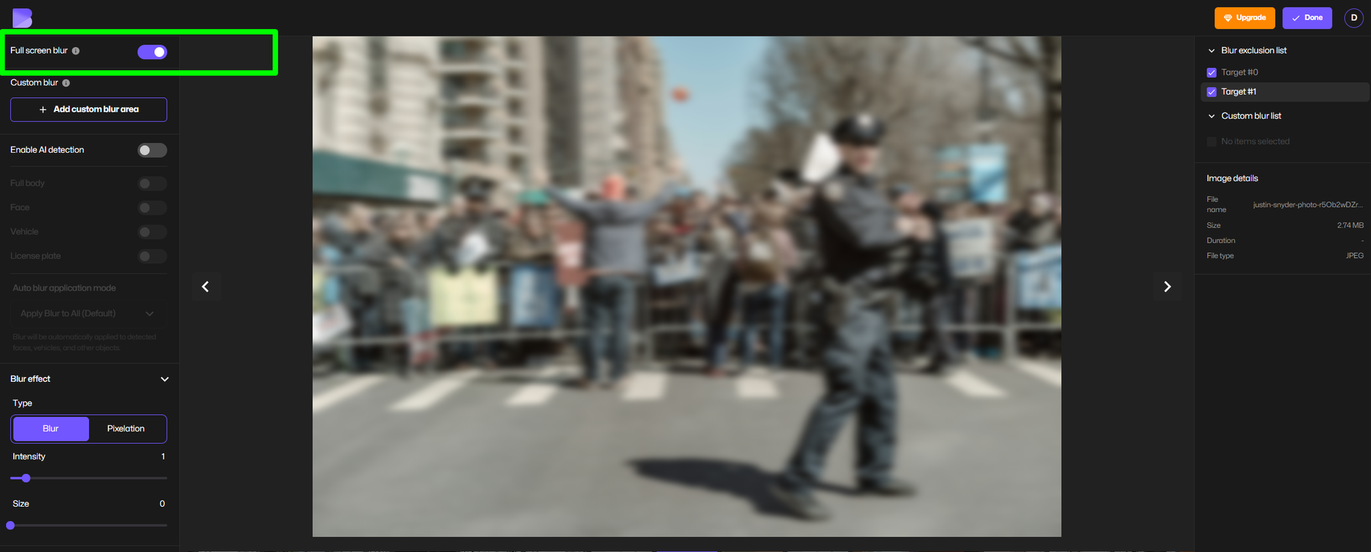 BlurMe online background blur toolpage.