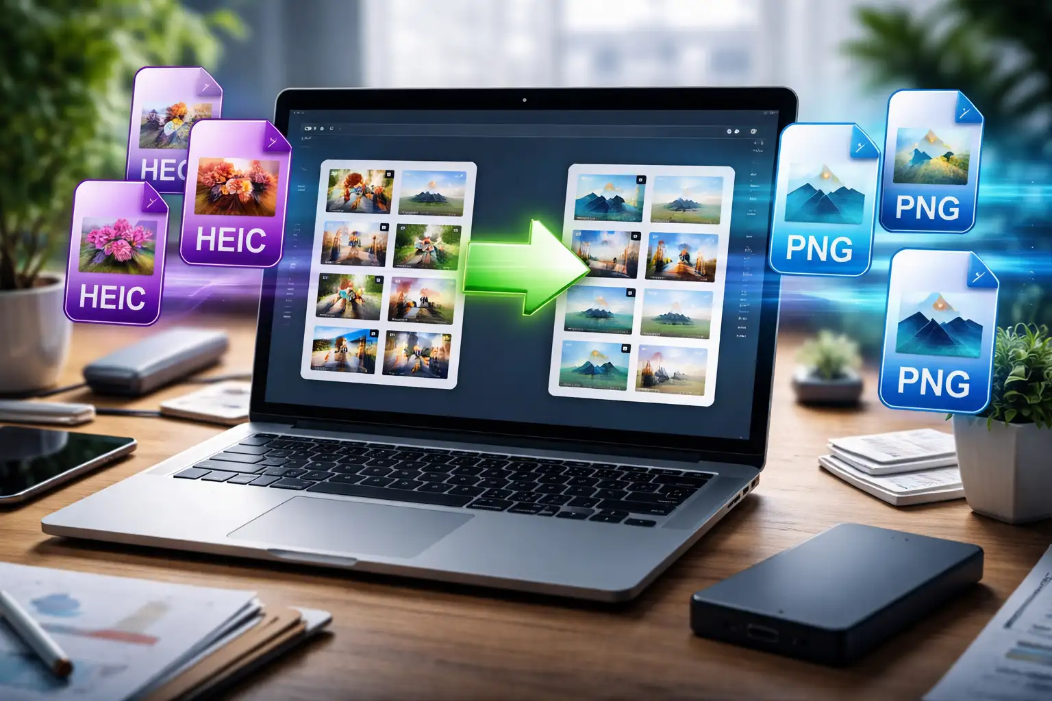 Batch converting heic to png files using BlurMe HEIC image converter