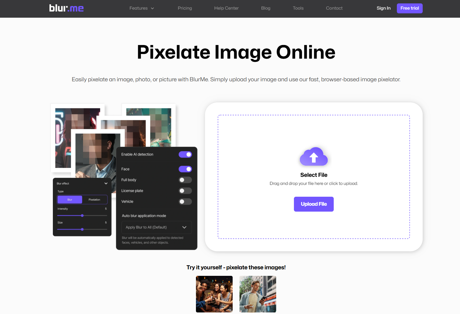Pantalla principal de pixelar imagen.
