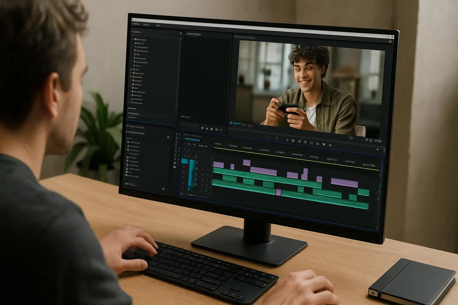 Online AI editor blurring a face in an MP4 movie file before exporting the edited video
