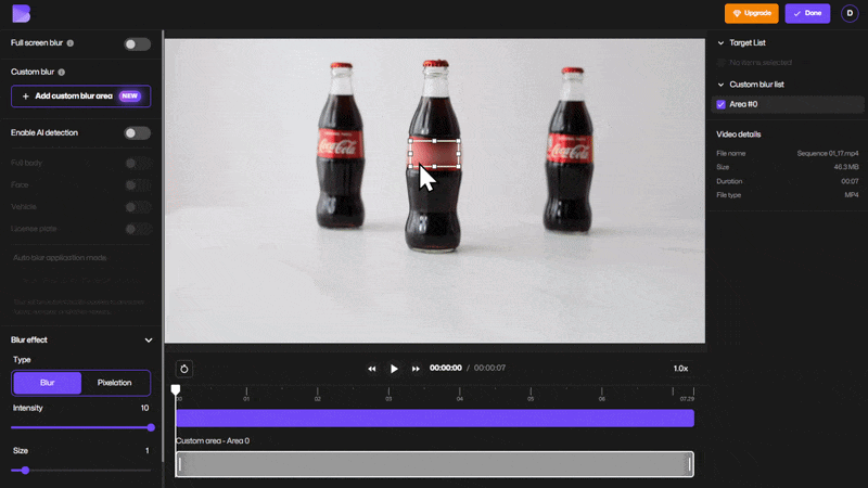 Keyframe mode enabled to track blurred logo.