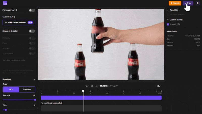 Exported video with blurred logo.