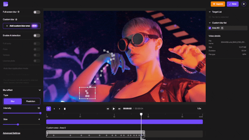 Deleting previously added blurs