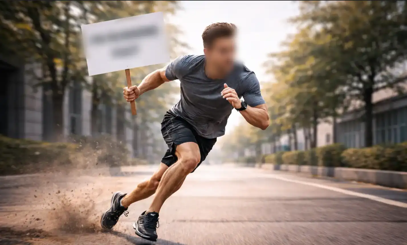 Image of man holding object while moving and the object being blurred in a video using BlurMe